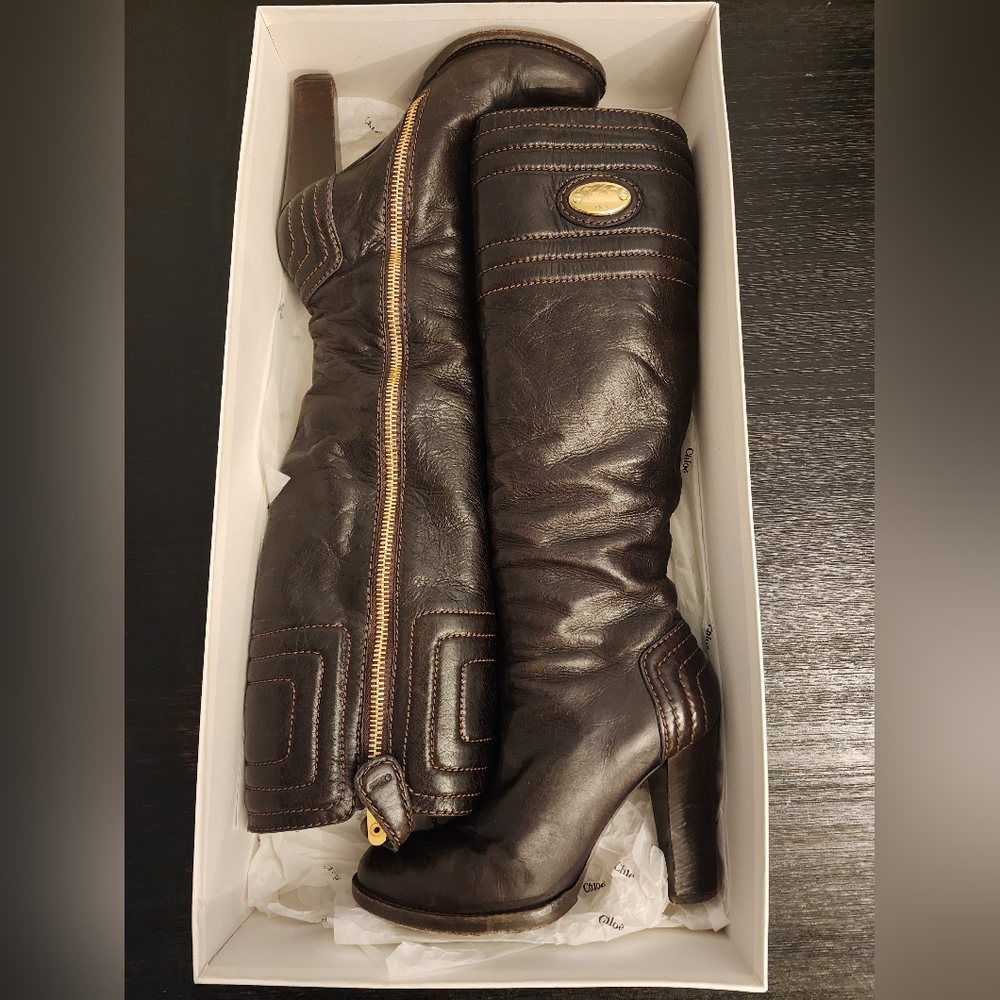 Tall Chloé Dark Brown Leather Boots